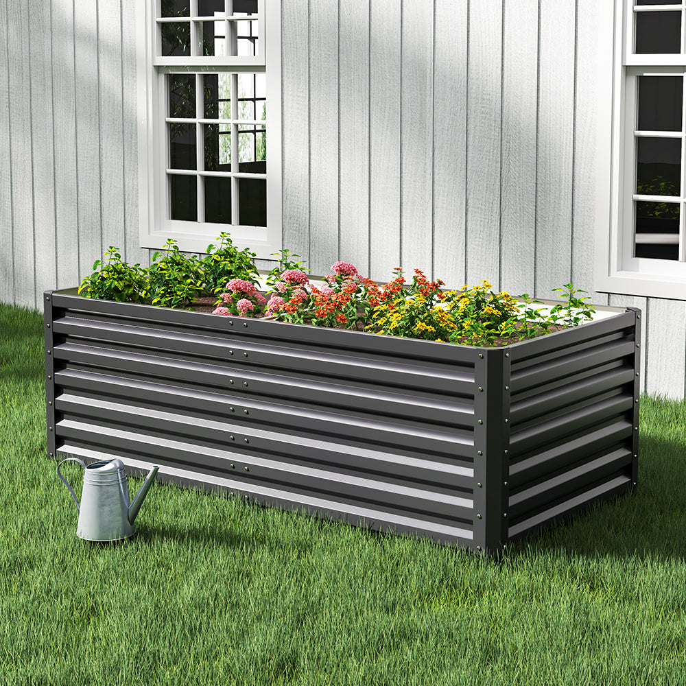 Galvanized steel raised garden bed outdoor planter box – durable, weather-resistant planter for vegetable and flower gardening